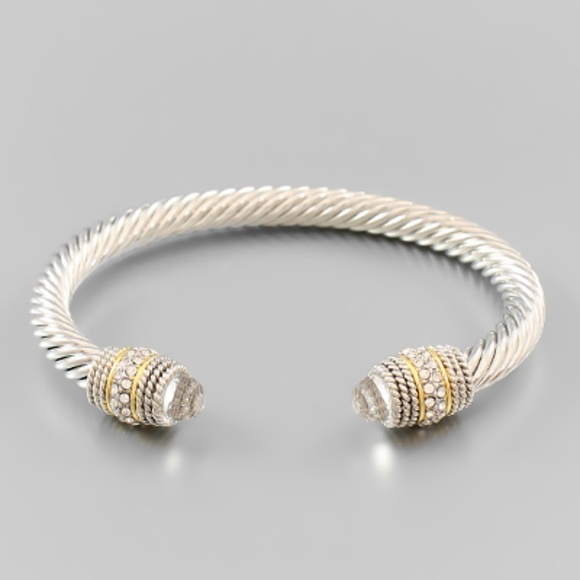 2 Crystal Thick Cable Cuff - Picture 1 of 2